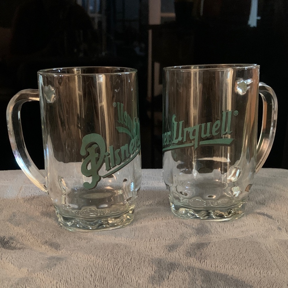 Vintage 1960’s Pilsner Urquell 20 oz Beer Stein Mug Set Of 2